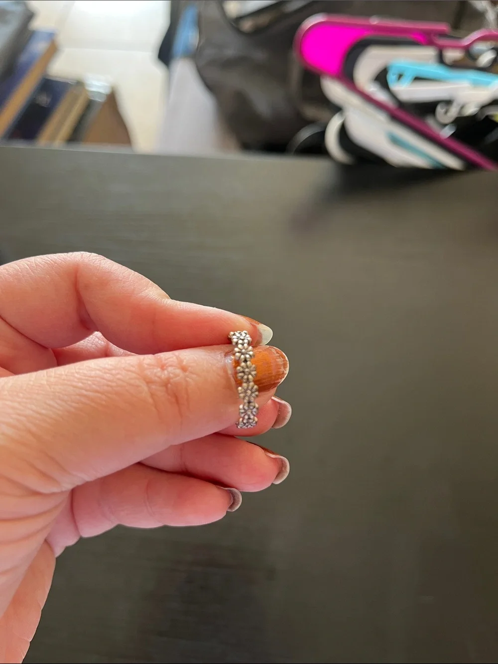Delicate Floral Band Ring in Silver